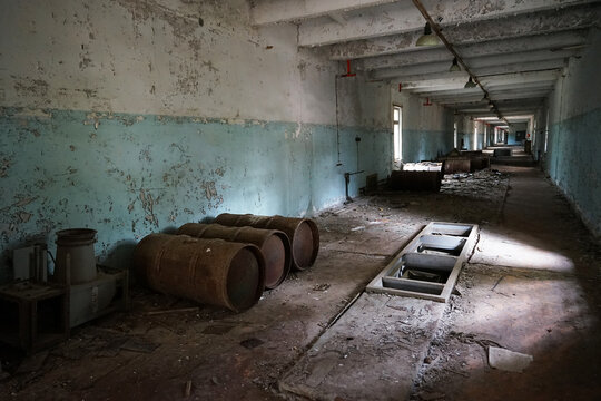 Interior of secret soviet radar station in Chernobyl exclusion zone surrounding nuclear power plant with high radioactive contamination, Chernobyl, Ukraine