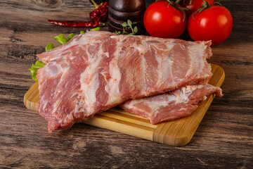 Raw pork ribs for cooking