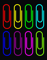 set of colorful paper clips, vector illustration 