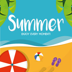 Poster Summer beach vector illustration