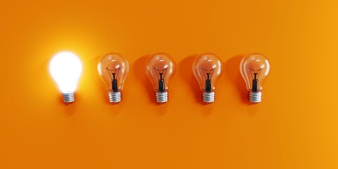 Idea concept with light bulbs off and on