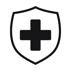 Obraz premium Immune system icon. Medical cross in the shield. Vector illustration.