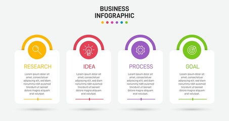 Infographic design with icons and 4 options or steps. Thin line vector. Infographics business concept. Can be used for info graphics, flow charts, presentations, web sites, banners, printed materials.