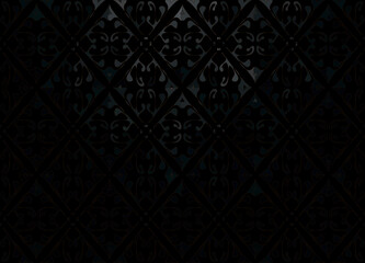 vector black gradient floral ornament on a black background