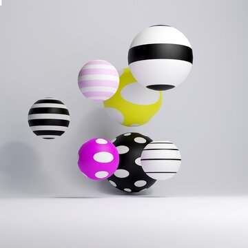 3D rendering trendy background colorful balls shape