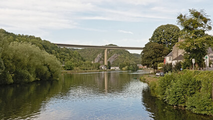 Fototapeta na wymiar Charlemagne bridge over river Meuse in Dinant, Belgium