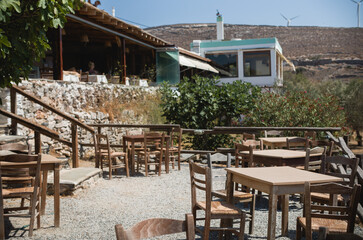 Obraz premium Traveling through Greece, stopping at a local village and eating at the only restaurant will lead to authentic Greek food, cooked in an old oven, using local ingredients