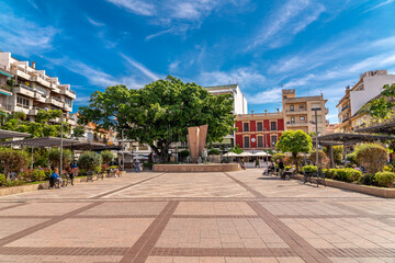 Constitution Square in the center of Fuengirola city with view of the 
