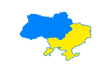 Yellow blue flag of Ukraine, map border. Vector