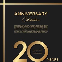 20th anniversary logotype. Golden anniversary celebration template design for booklet, leaflet, magazine, brochure poster, banner, web, invitation or greeting card. Vector illustrations.