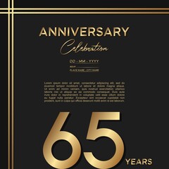 65th anniversary logotype. Golden anniversary celebration template design for booklet, leaflet, magazine, brochure poster, banner, web, invitation or greeting card. Vector illustrations.