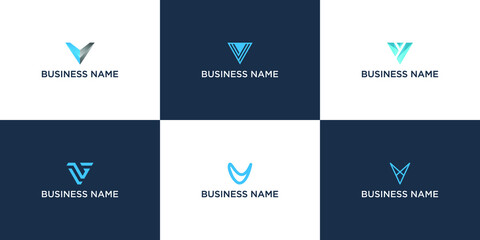 a collection of initial letter V logo design inspiration for business, and technology