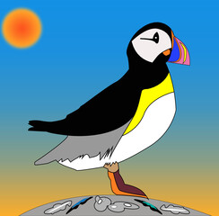 PUFFIN, Colourful Puffin at the beach