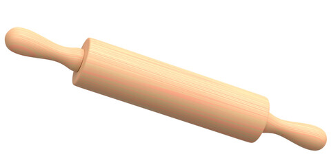 Wooden rolling pin isolated on white background