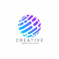 techno globe logo design concept vector illustration