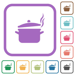 Steaming pot with lid simple icons