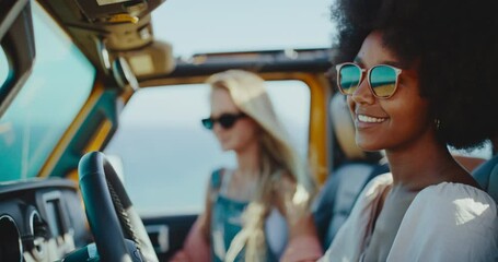 Road trip lifestyle, Best friends relaxing and enjoying life on amazing summer road trip