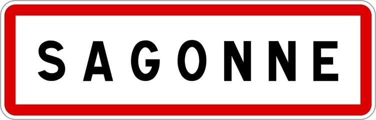 Panneau entrée ville agglomération Sagonne / Town entrance sign Sagonne