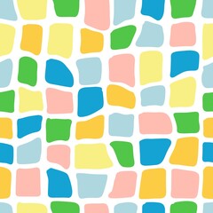 Colorful seamless pattern with hand drawn abstract shapes. Trendy vector background. Fresh modern geo print