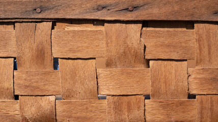 Close-up frame with wicker wooden basket
