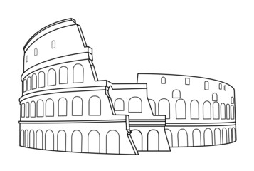 Colosseum in Rome, Italy vector. Colosseum hand drawn illustration. Symbol of Ancient Rome, gladiator fights. Vector illustration. - obrazy, fototapety, plakaty
