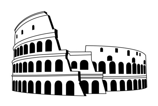 Colosseum in Rome, Italy vector. Colosseum hand drawn illustration. Symbol of Ancient Rome, gladiator fights. Vector illustration.