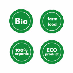 ECO natural food icons, labels. Organic tags. Natural product elements. Vector illustration
