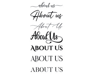 Aboutus in the 7 different creative lettering style