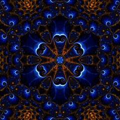 Blue Gold Abstract Art 966