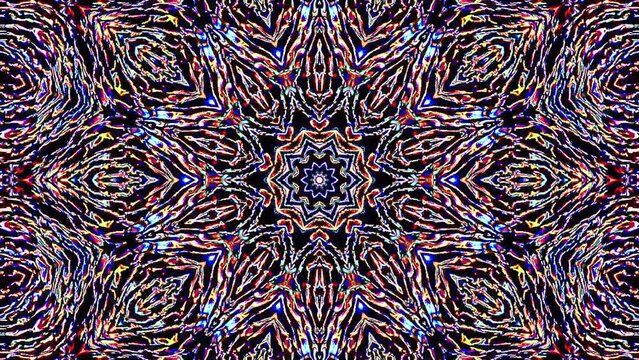 abstract lines colorful light shining round shape in center, black background