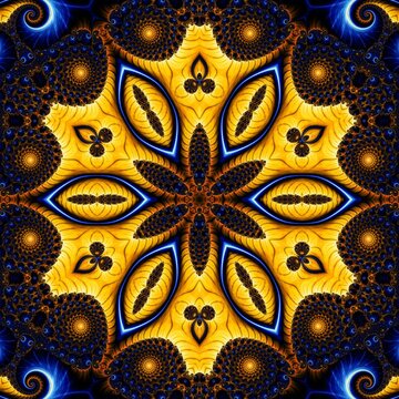 Blue Gold Abstract Art 910