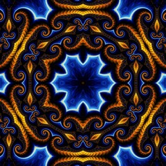 Blue Gold Abstract Art 875