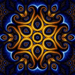 Blue Gold Abstract Art 868