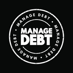 Manage Debt text stamp, concept background