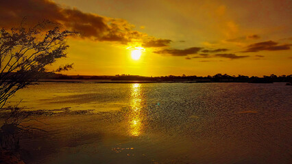 sunset over the river
