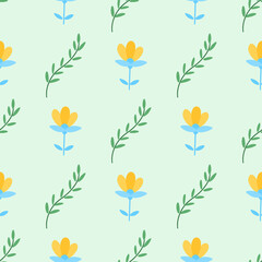 Flowers cute seamless pattern. Vector illustration for fabric design, gift paper, baby clothes, textiles, cards.
