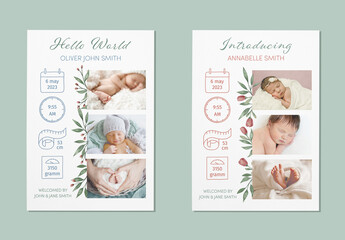 Watercolor Baby Introducing Cards Set