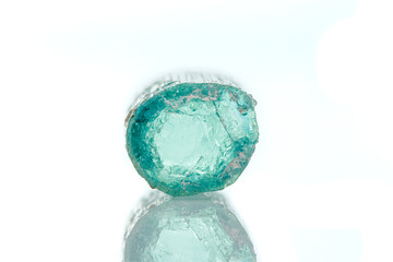 macro mineral stone aquamarine on a white background