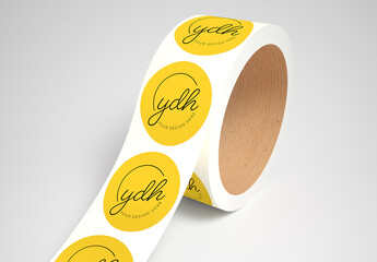 Round Roll Stickers Mockup