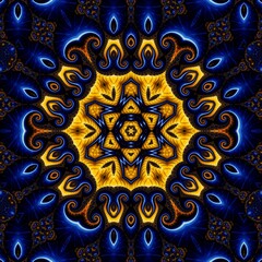 Blue Gold Abstract Art 627