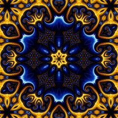 Blue Gold Abstract Art 613