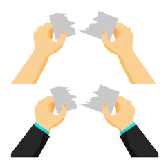 Simple Vector Set 2 Hand, Ripping a piece of blank paper or card