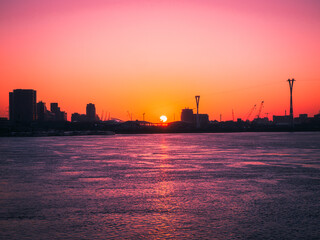 Fototapeta premium sunset in the city