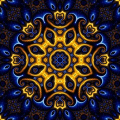 Blue Gold Abstract Art 547