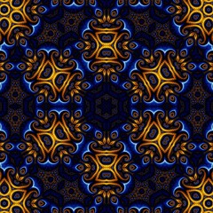 Blue Gold Abstract Art 526