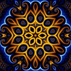 Blue Gold Abstract Art 513