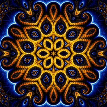 Blue Gold Abstract Art 513