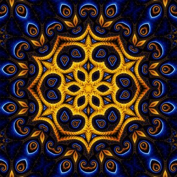 Blue Gold Abstract Art 511
