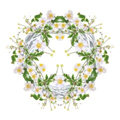 Watercolor spring wreath. Wreath with flowers. Flower frame