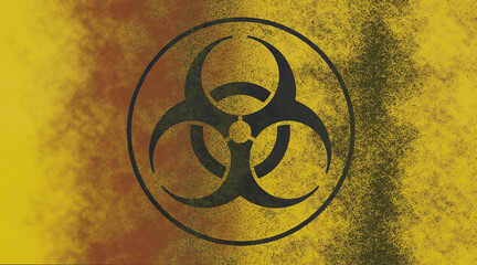 Biohazard symbol sign of biological threat alert 3D rendering